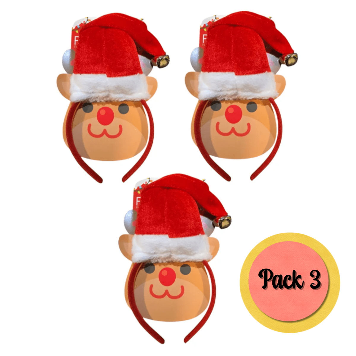 Genérico - Pack 3 Gorros Cintillos De Viejo Pascuero Navidad 2025