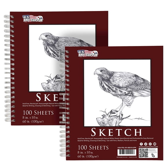 Cuaderno de bocetos U.S. Art Supply 20 x 25 cm 200 hojas (2 unidades)