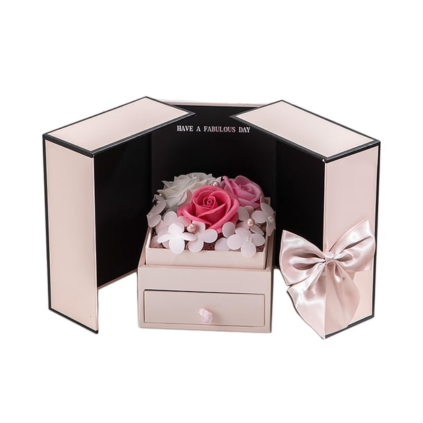Caja de regalo para el Día de San Valentín, caja de embalaje de joyería, flores decorativas, regalos de rosas románticos para el Día de San Valentín, , estilo A
