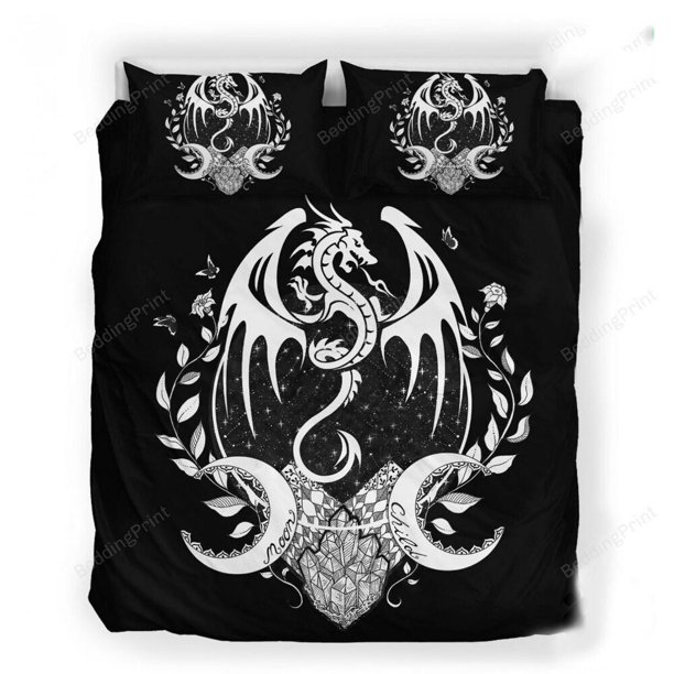 Dragon Moon Children's Bed Cover Duvet Cover Children's Complete Bedding Set3-Piece Bedding Set (1 Duvet Cover + 2 Pillow Shams)