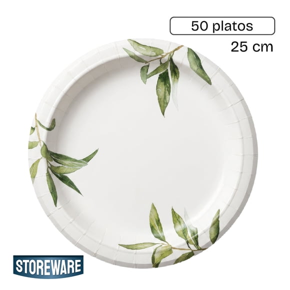 Platos de Papel 25 cm 50 un Desechables Cumpleaños Storeware