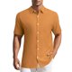 thumbnail image 1 of INSPIRE CHIC Camisas de Hombre para Regreso a Clases Camisa de Manga Corta con Botones para Playa de Verano Cuello de Punta Talla S Naranja, 1 of 5