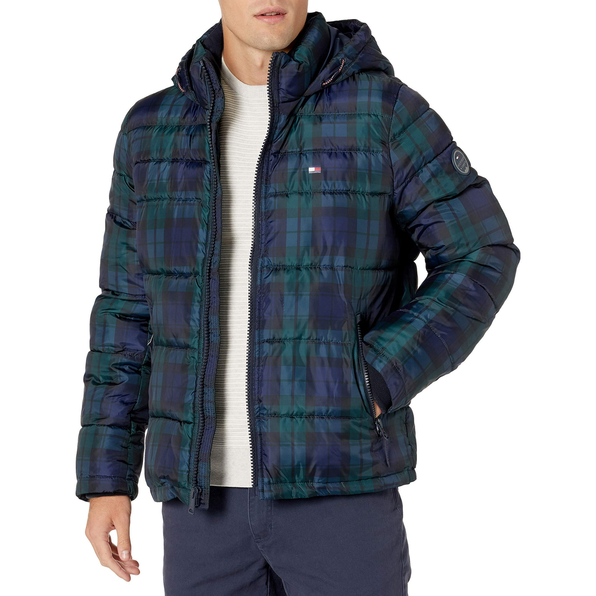 Reloj Negro A Cuadros Jacket Tommy Hilfiger, Clásico, Con Capucha Y Acolchado