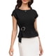 thumbnail image 1 of INSPIRE CHIC Blusa de Trabajo sin Mangas para Mujeres con Cuello Redondo y Manga Corta, Camisas Casual de Negocios con Cinturón XS Negro, 1 of 6