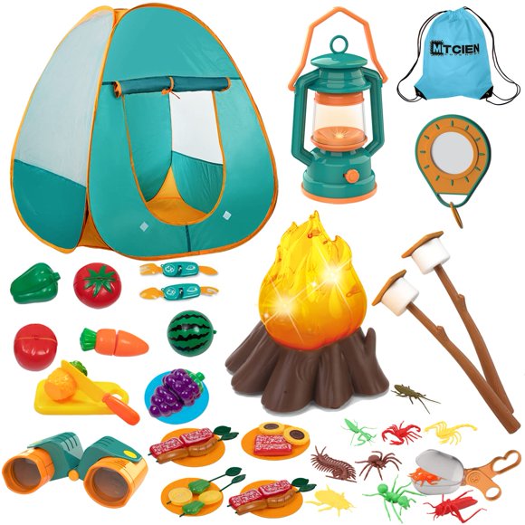 Set de equipo de campamento Mitcien Kids con tienda de campaña, fogata y más