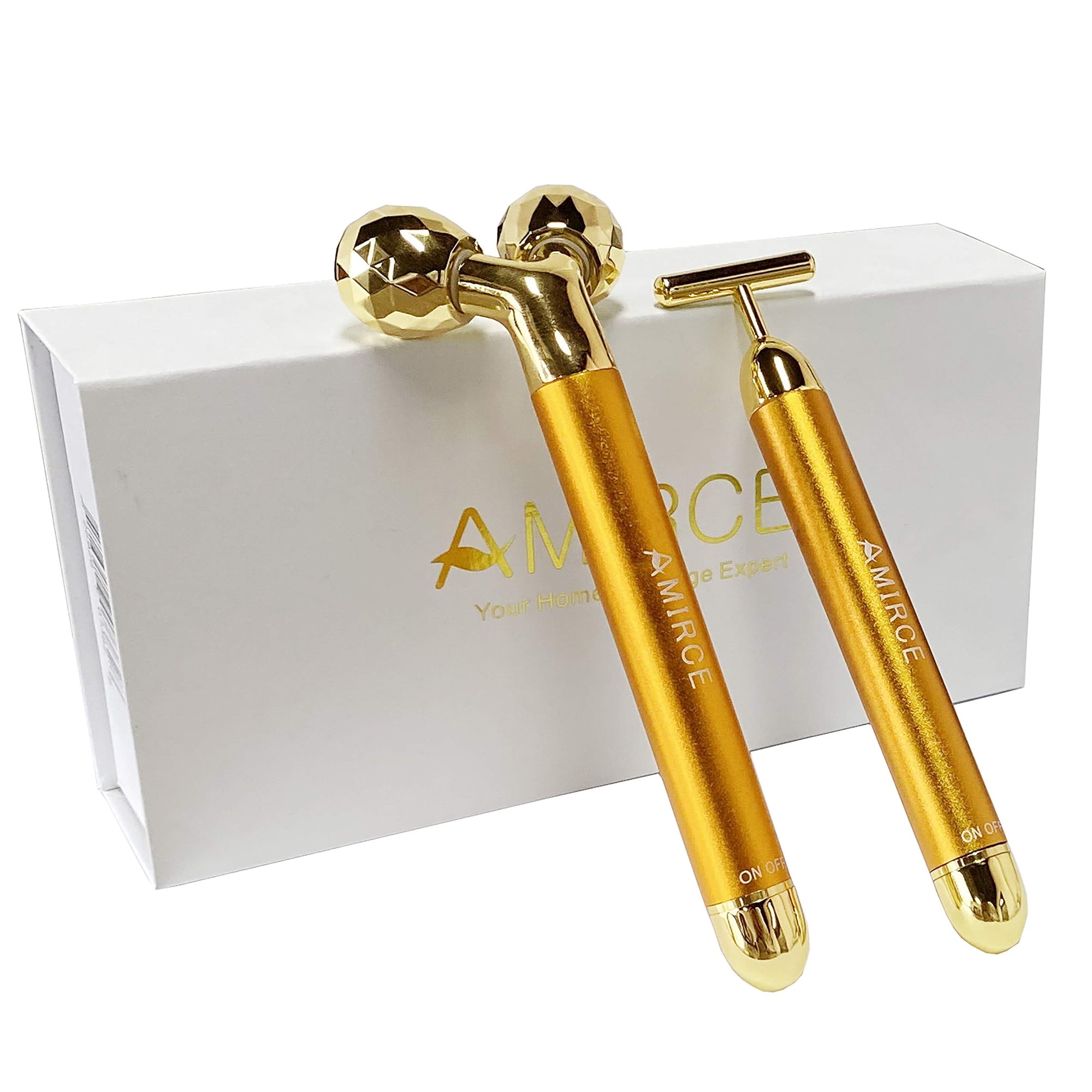 Amirce - Kit De Masajeador Facial Amire Golden 3d Roller Electric Facial