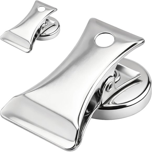 Magnet Source 7219 Base Magnética Cromada con Clip, 1 Pulgada, Pack de 2