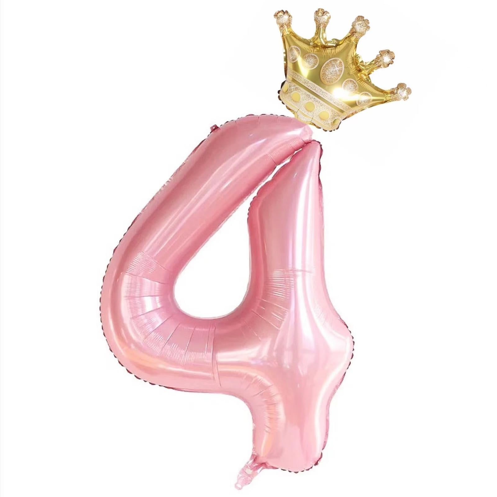 Set De Globos Grnsce, 40 Cm, Corona Rosa, Número 4, Para Cumpleaños Número 4