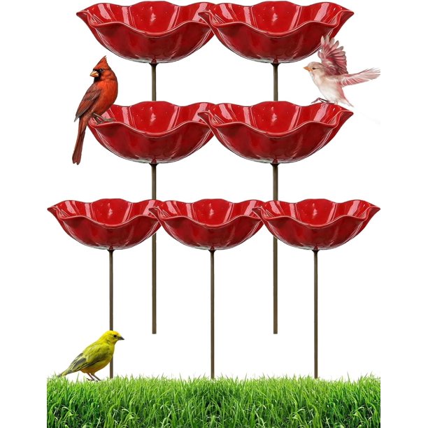Estaca jardín flor metal hecha mano baño pájaros estación riego abejas mariposas exterior