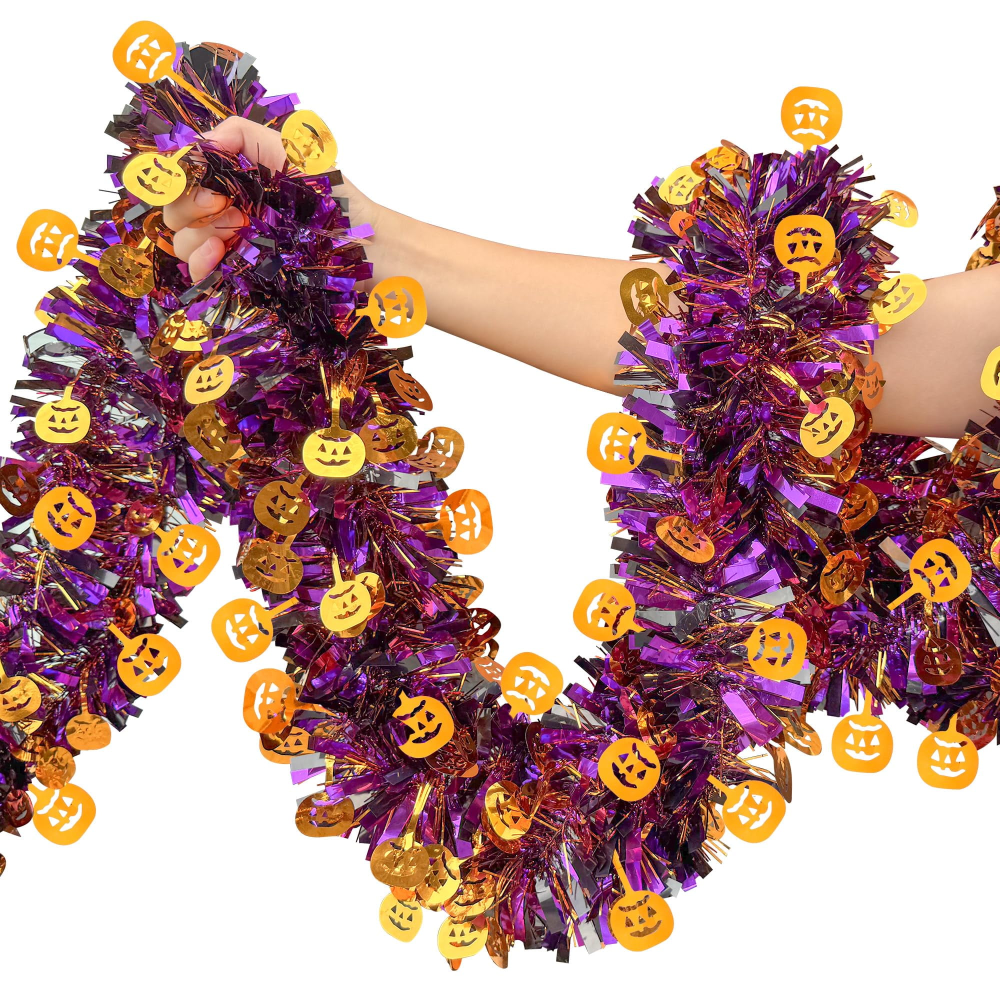 Guirnalda De Oropel De Halloween Watayo, 16 M, Espeluznante Decoración De Calabaza