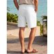 thumbnail image 3 of INSPIRE CHIC Pantalones Cortos de Lino con Cintura Elástica y Cordón para Hombre para Vacaciones en la Playa S Blanco, 3 of 5