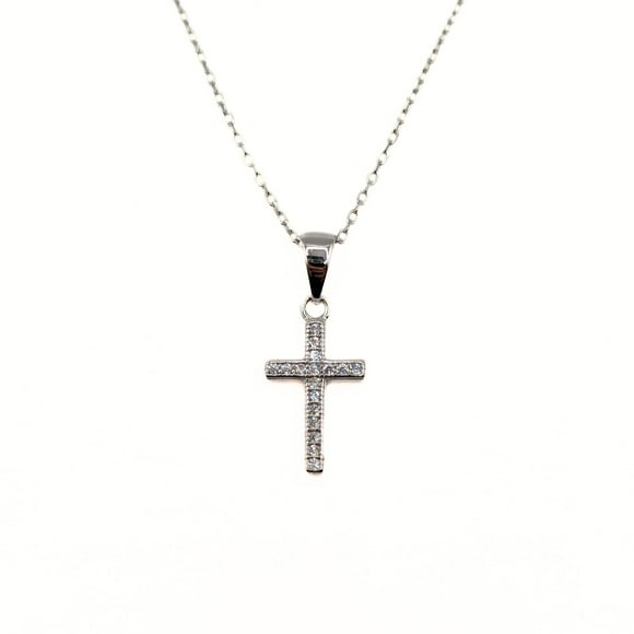 Collar Religioso con una Cruz de 13mm con Circones de Plata 925