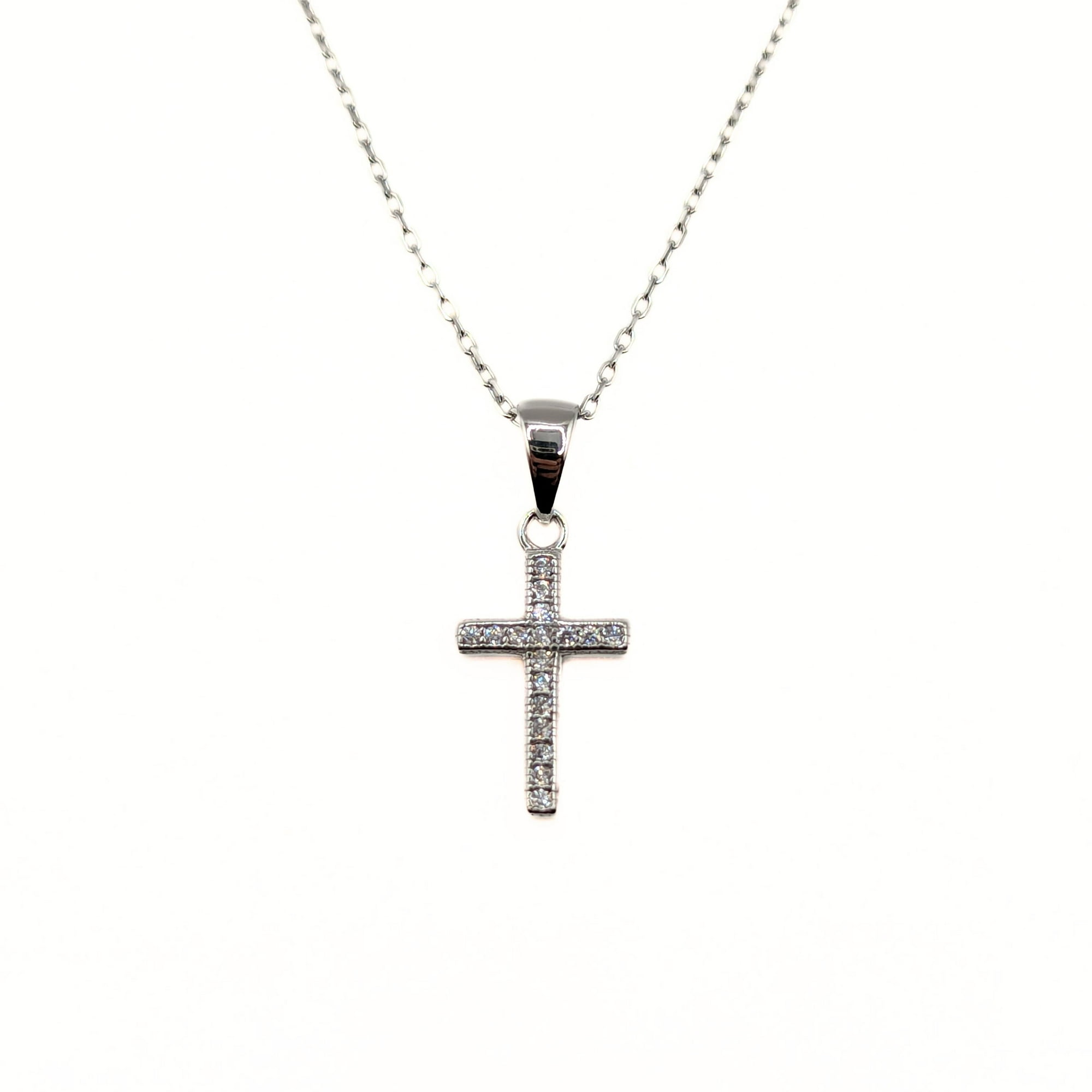 Tiana Joyas - Collar Religioso Con Una Cruz De 13mm Con Circones De Plata 925