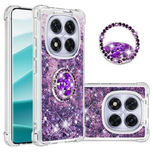 Foxdock Funda Glitter Líquida Para Xiaomi Redmi Note 14 Pro Plus 5G Con Anillo Brillante, Tpu Antichoques Y Esquinas Reforzadas, Soporte