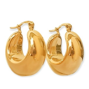 Elbauldejuma - Argollas Hoop Chunky Liviana Chapada En Oro 18K