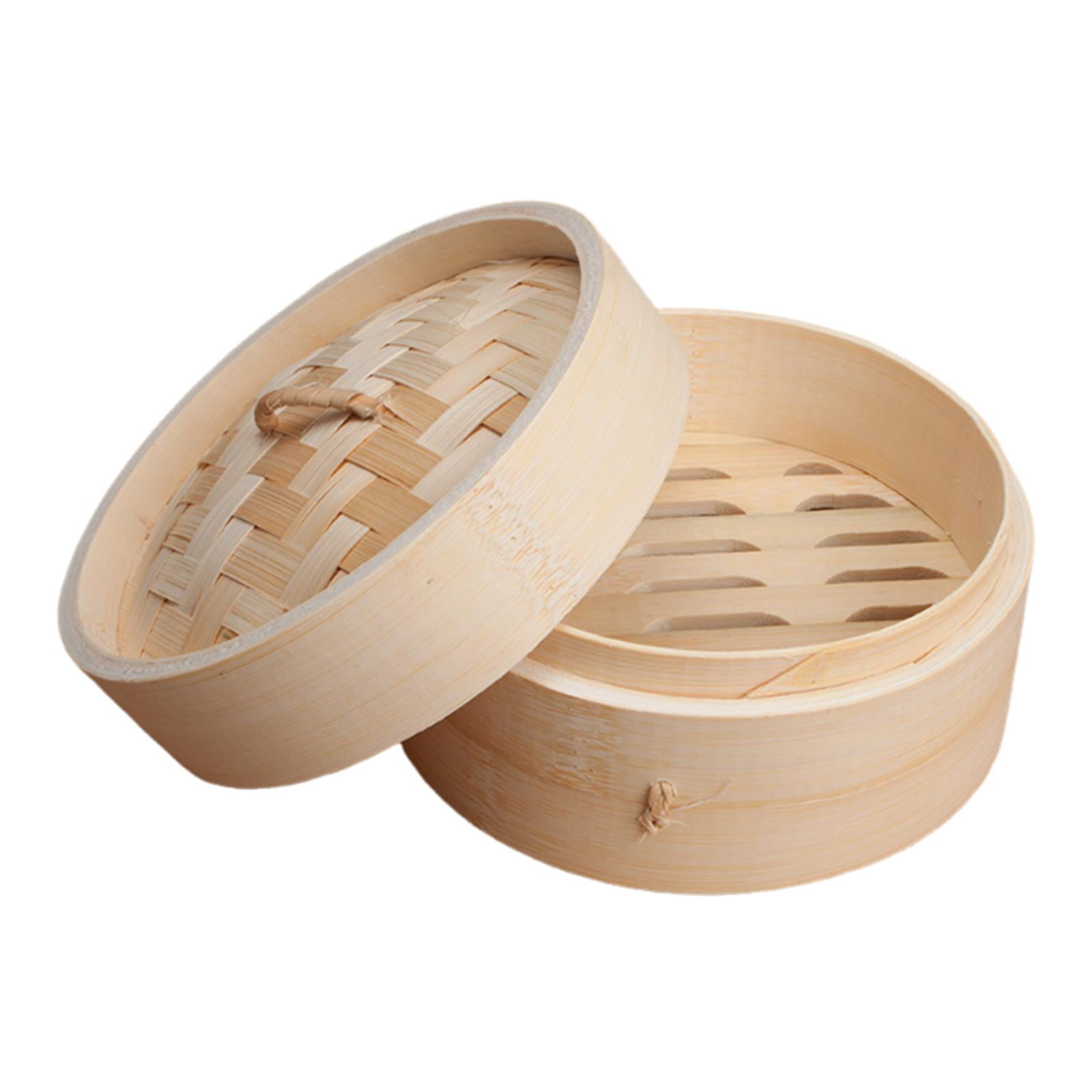Fiocias - Cesta Vaporera De Bambú Redonda Para Cocinar Panecillos, Carne, Arroz Y Verduras, 24 Cm