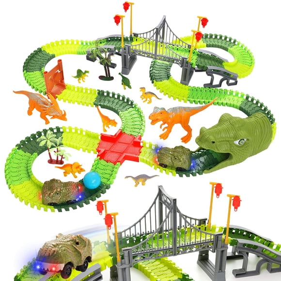 Dinosaur Toys Race Car Track BEMITON Dinosaur World 269 piezas