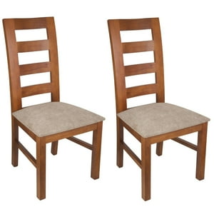 Arthome - Pack 2 Sillas Amelia Madera Color Miel Tapiz Cafe Jaspeado