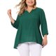 thumbnail image 1 of Agnes Orinda Blusa de Chifón para Mujer Tallas Grandes Cuello Dividido Dobladillo Alto Bajo Mangas 3/4 2024 1X Verde, 1 of 6