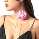 thumbnail image 1 of Collar con cordones de flores, gargantilla de flores, collar de flores, gargantilla floral para discotecas, fiestas y uso diario para mujeres y niñas., 1 of 6