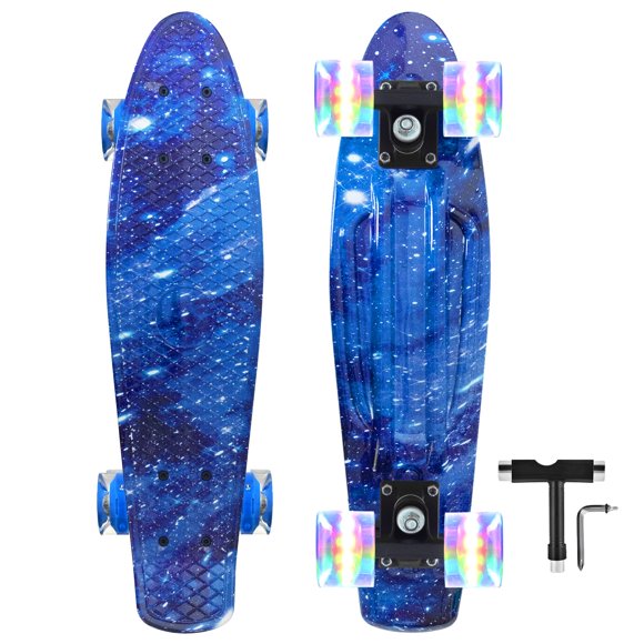 Patineta Nattork 55 cm azul con ruedas luminosas