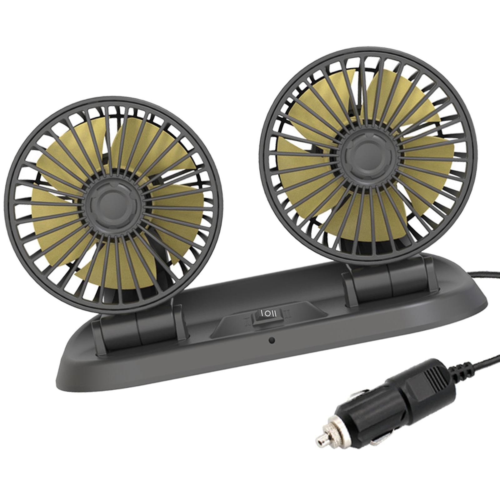 Magideal - Ventilador De Coche, Doble Cabeza, 360 Rpm, Ajustable, Ventilador De Refrigeración Eléctrico De 2 Velocidades, Se La La Adaptaciónción A Dashdoard, Barco, S - Encendedor De Cig 12V