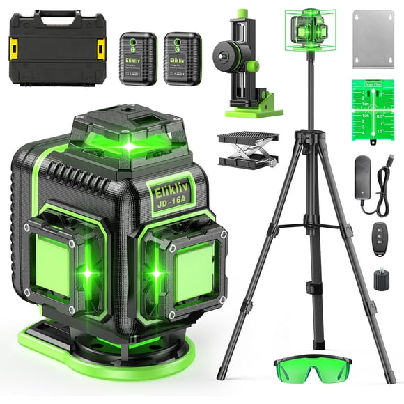 Nivel Láser 4D Elikliv 360 Autonivelante con Trípode Verde