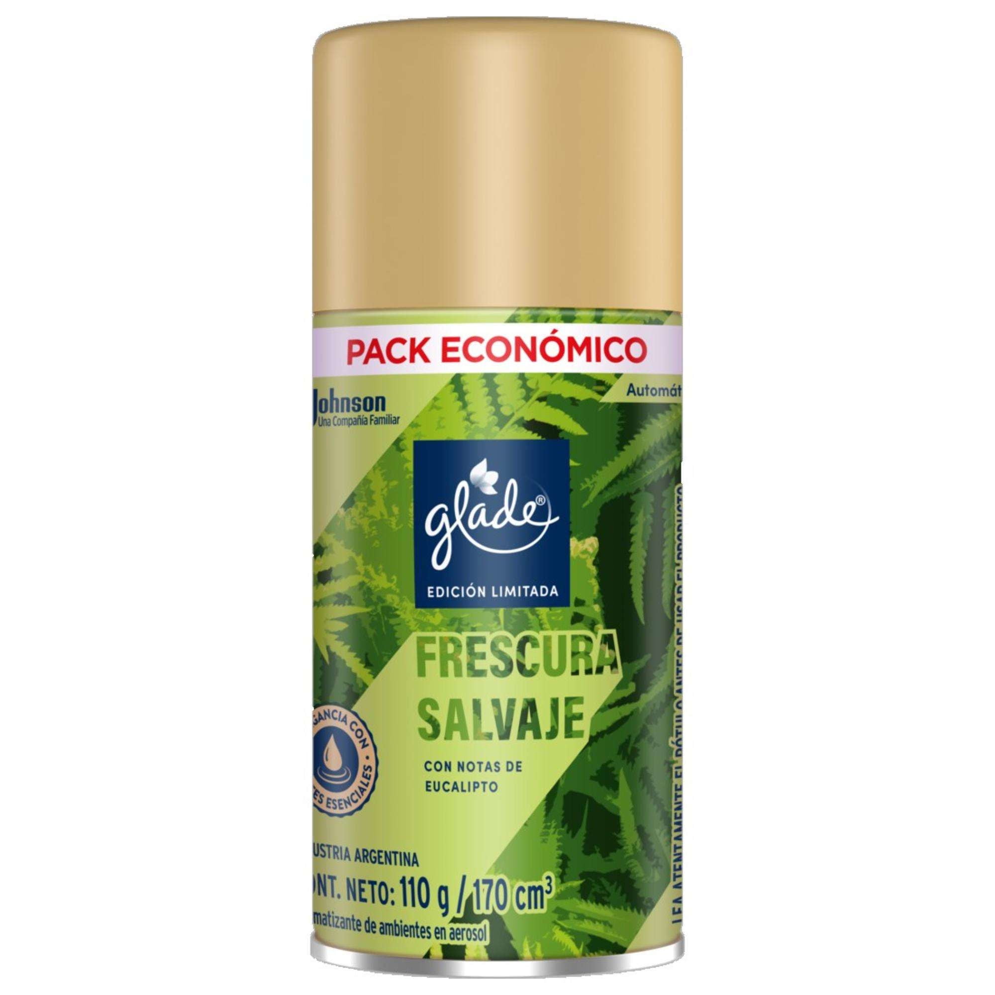 Glade - Aromatizante Ambiental Repuesto Aerosol Frescura Salvaje Lata