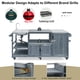 thumbnail image 3 of K&K 75.4" Outdoor Kitchen Island with Sink, Solid Wood Outdoor Grill Cart for XL Green Egg Grills, Rolling Outdoor Bar Cart with Stainless Steel Top, for Pizza Prep & BBQ, Grey Blue, 3 of 3