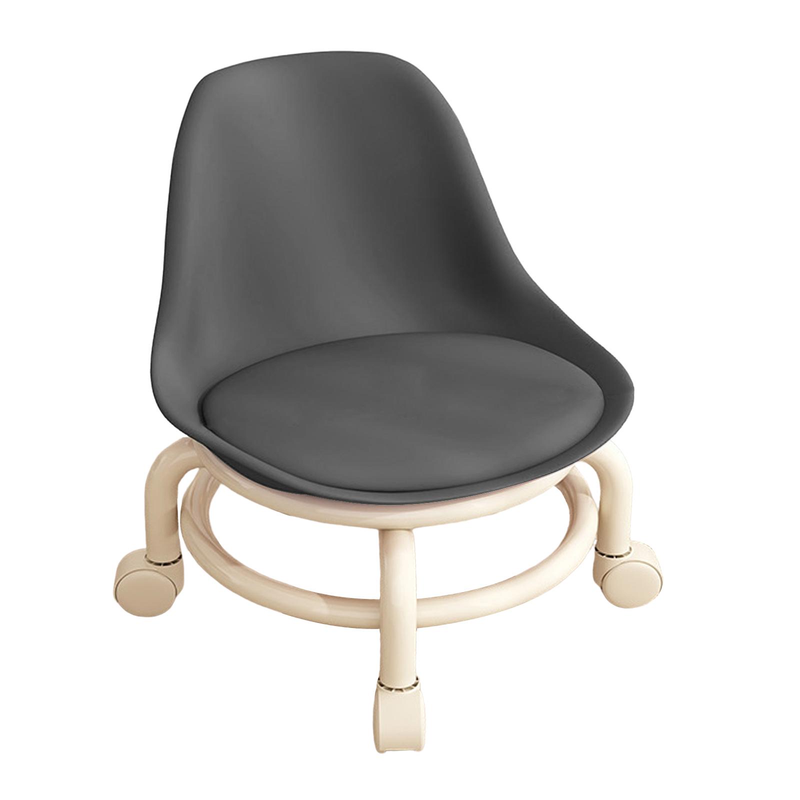 Bothyi - Taburete Rodante Redondo Bajo Con Ruedas Taburete De Pedicura Para Gimnasio Oficina Garaje Negro