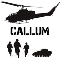 Rienda Libre Graphics - Decomural Personalised Name Army Helicopter Ws-51003