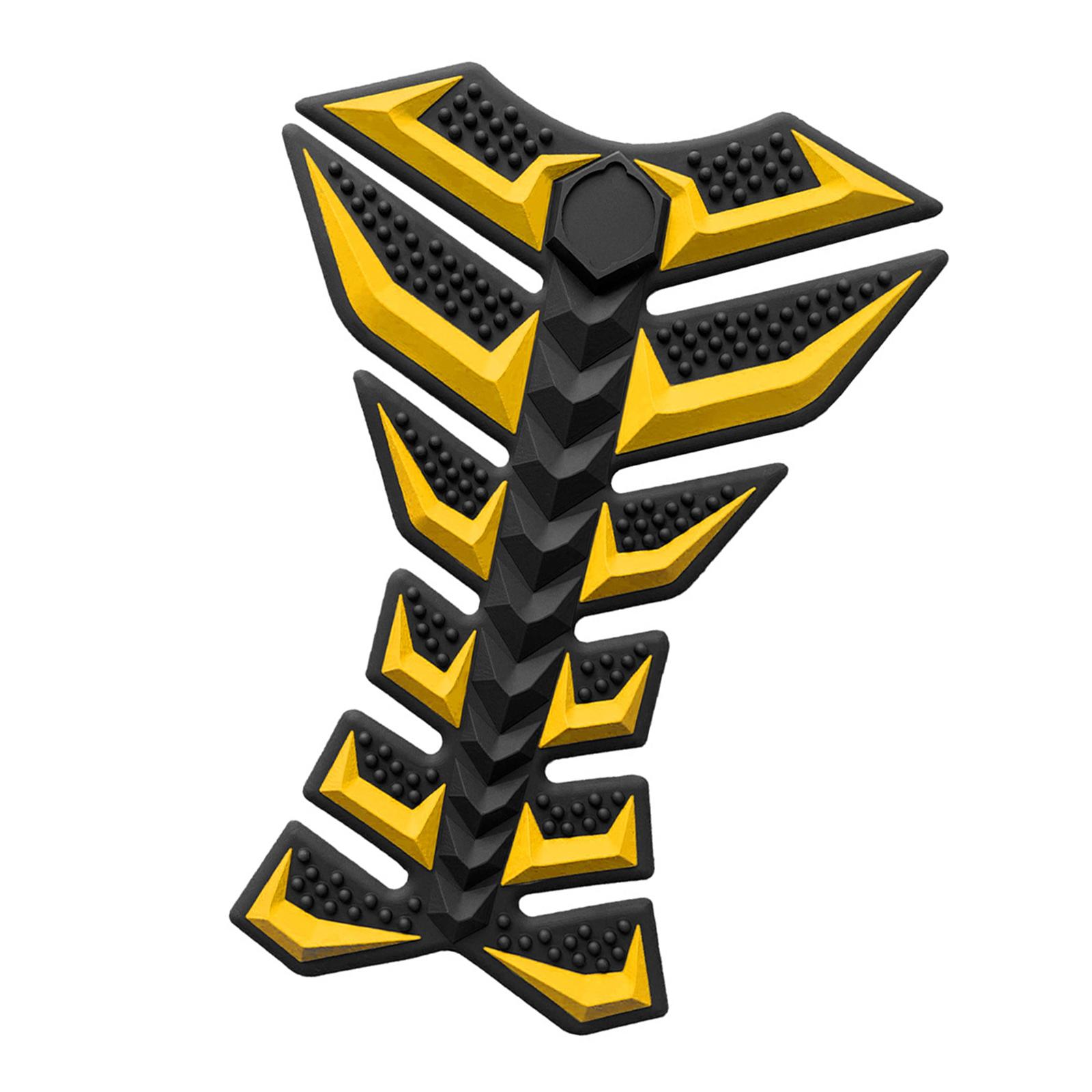 Ioensy - Adhesivo 3D Para Tanque De Gasolina De Motocicleta, Accesorio De Goma, Adhesivo Para Tanque De Aceite, Adhesivo Amarillo Con Diseño De Espina De Pescado.