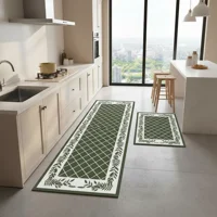 Casadeliacl - Alfombra De Cocina Antideslizantes Y Lavables Cuadro Verdes Cuadritos