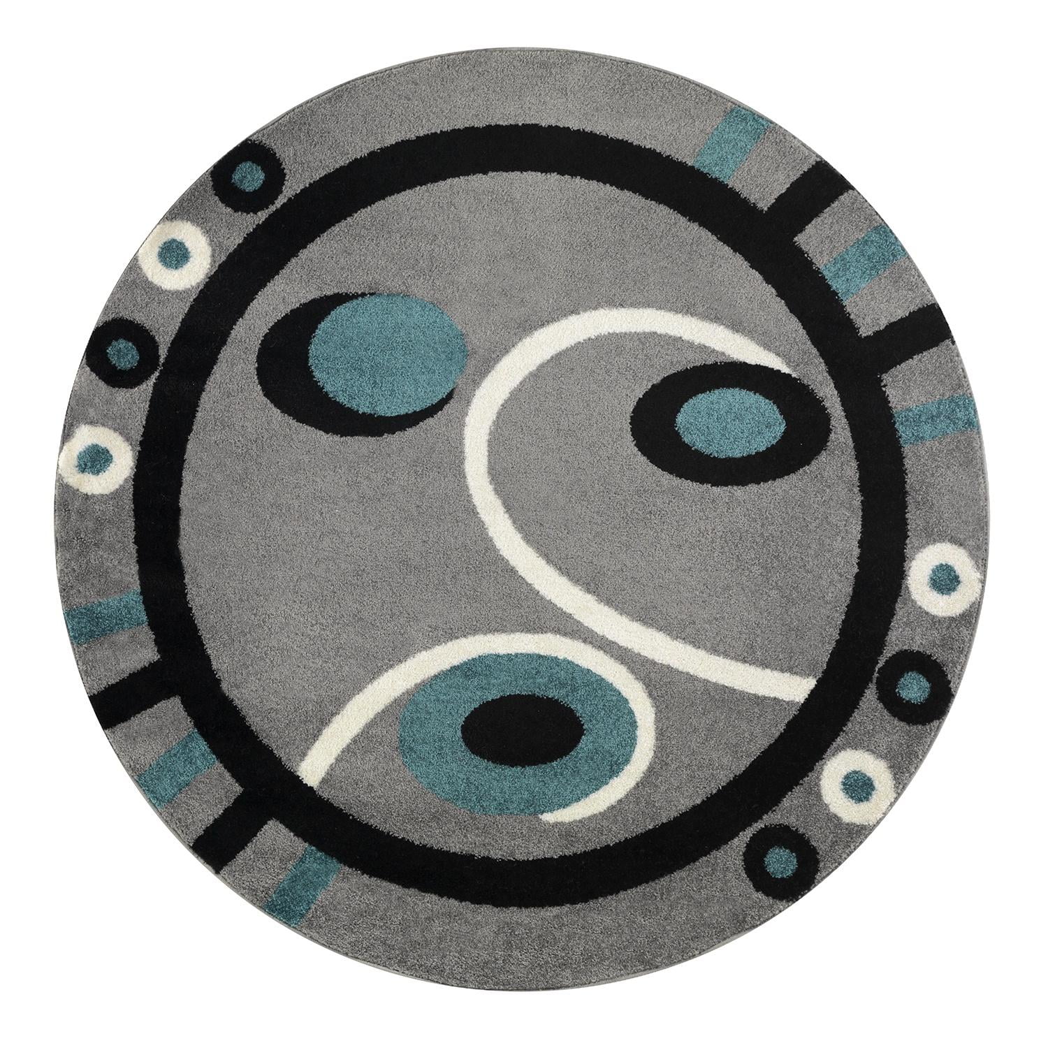 Modalfo - Alfombra Redonda Florida Azul 160 X 160 Cm