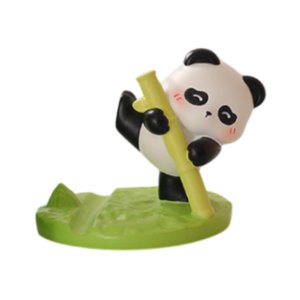 Magideal - Soporte Para Teléfono Panda, Estatuilla De Panda, Adorno De Mesa, Regalo, Escritorio Creativo De Resina, Soporte Para Teléfono Móvil, Estatua De Panda Sosteniendo Bambú