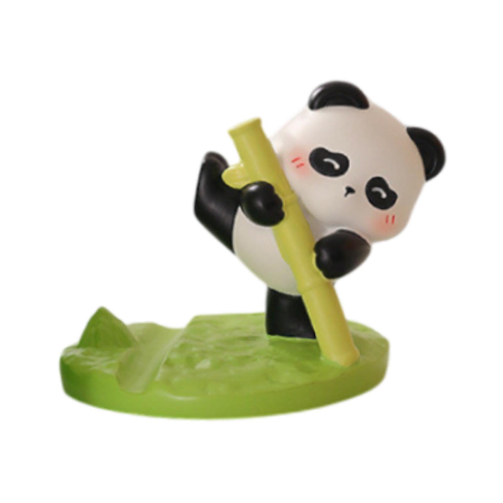 Magideal - Soporte Para Teléfono Panda, Estatuilla De Panda, Adorno De Mesa, Regalo, Escritorio Creativo De Resina, Soporte Para Teléfono Móvil, Estatua De Panda Sosteniendo Bambú