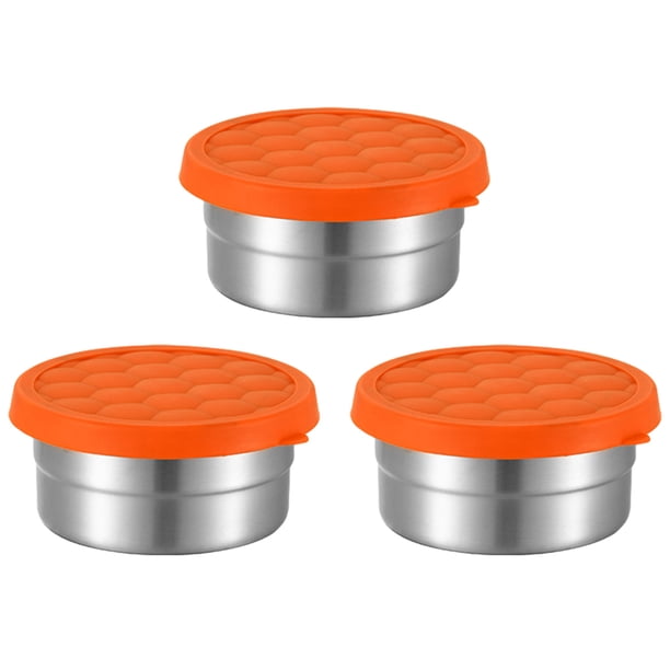 Recipientes de acero inoxidable para refrigerios infantiles | Recipientes pequeños de fácil apertura y antigoteo con tapas de silicona