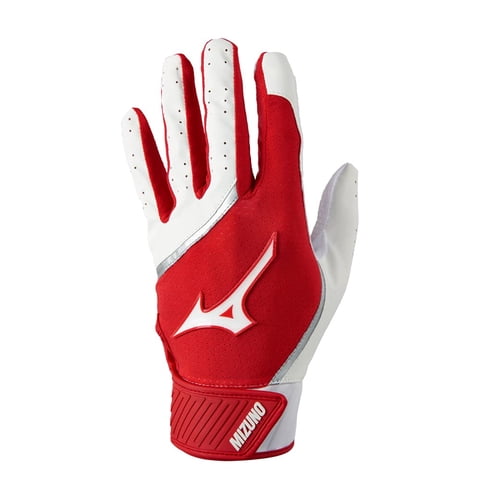 Guantes De Bateo De Béisbol Mizuno Mvp Youth Blanco-Rojo Talla L