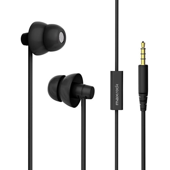 Auriculares para dormir MAXROCK Total Soft Silicon con micrófono, color negro