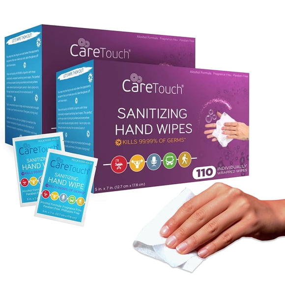 Toallitas Desinfectantes para Manos Care Touch – Paquete de 220 unidades individualmente envueltas