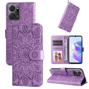 Funda Tipo Cartera Foxdock Para Honor X7A , Diseño Girasol En Relieve, Cuero Pu, Cierre Magnético, Soporte Y Tarjetero
