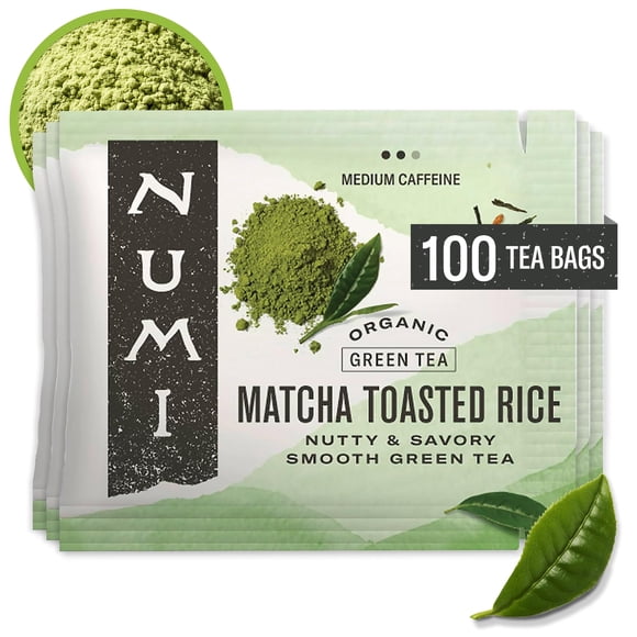 Bolsitas de té Numi Matcha con arroz tostado orgánico, 100 unidades