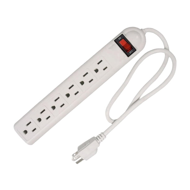 Regleta de 6 tomas de corriente con cable y enchufe estadounidense, resistente, multifunción, protección contra sobrecargas para oficina, hogar y enci Cable de 100 cm