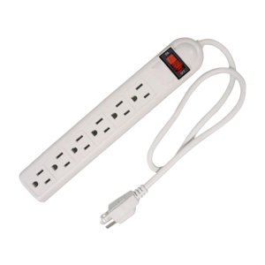 Magideal - Regleta De 6 Tomas De Corriente Con Cable Y Enchufe Estadounidense, Resistente, Multifunción, Protección Contra Sobrecargas Para Oficina, Hogar Y Enci Cable De 100 Cm