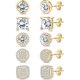 thumbnail image 1 of FIBO STEEL 14K Gold Plated Stud Earrings for Men, Sterling Silver, 1 of 3