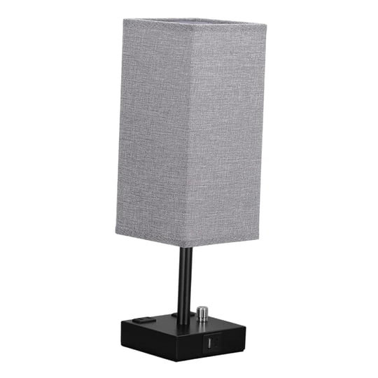 Fiocias - Lámpara De Noche Con Puerto Usb Con Enchufe Con Base De Metal Negro Lámpara De Dormitorio Gris