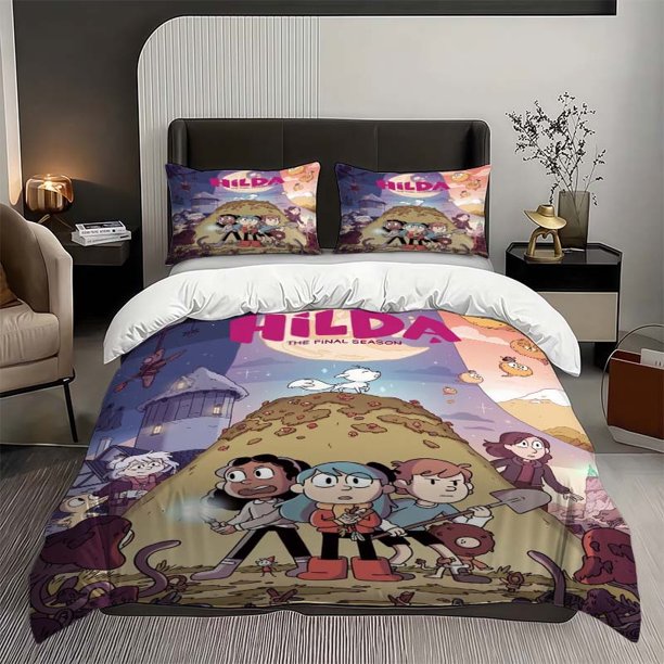 3pcs Hilda's Final Season Adventure Themed Bedding Set Duvet Cover and Pillowcase Set Soft and Comfortable for All Seasons