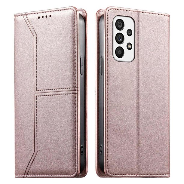 Funda tipo cartera con bloqueo RFID para Samsung Galaxy A73 5G cubierta magnética de cuero con tapa y soporte Rosa