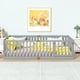 thumbnail image 2 of Twin Size Floor Bed with High Fence Railings, with Door, Rubber Wood Floor Bed with Safety Guardrails,Grey, 2 of 3