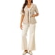 thumbnail image 2 of Blazer de Algodón y Lino de Manga Corta para Mujer INSPIRE CHIC para Uso Casual y de Oficina L Caqui, 2 of 6